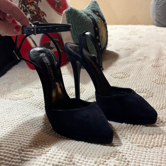 RALPH LAUREN Cecile Navy Kidsuede Heel - 7 - Picture 3 of 9